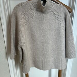 Banana Republic Beige 3/4 Length-Sleeve Turtleneck Sweater